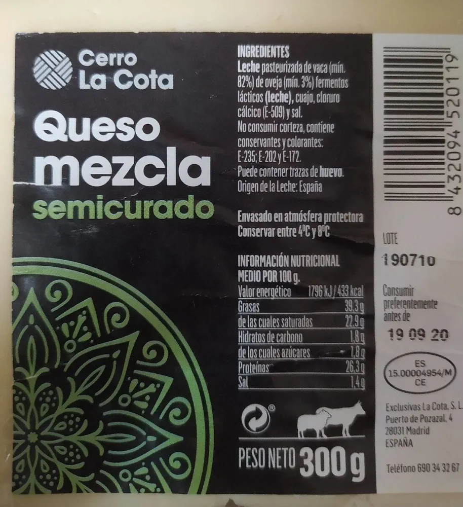 Queso mezcla semicurado