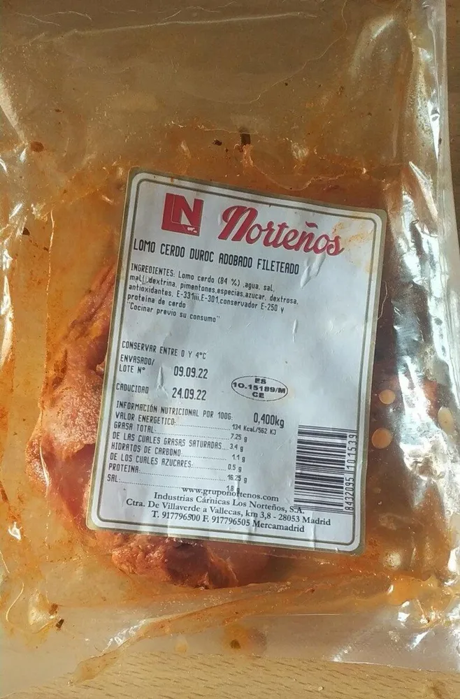Lomo de cerdo duroc adobado fileteado