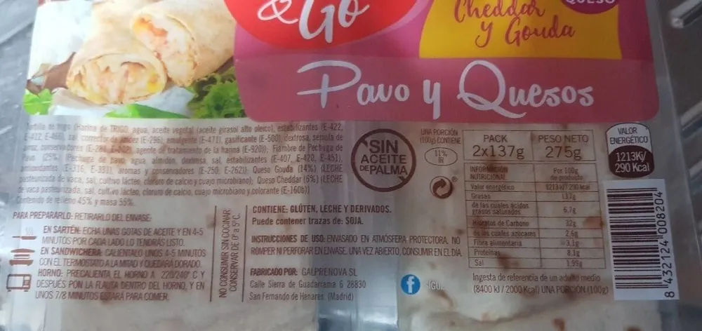 wrap & go pavo y queso