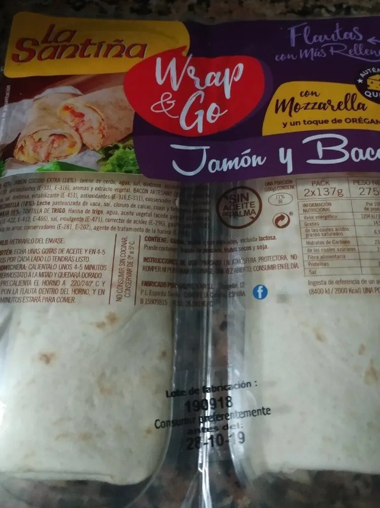 Flautas jamón y bacon