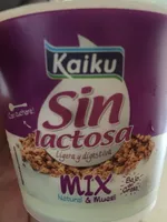leche fermentada aromatizada sin lactosa y muesli