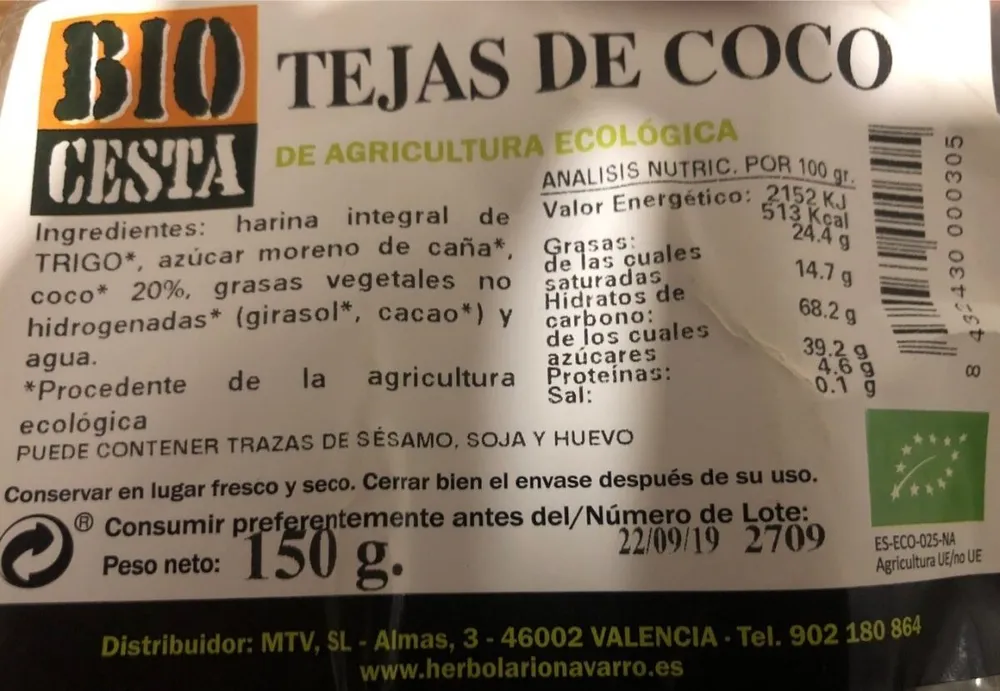 Tejas de coco