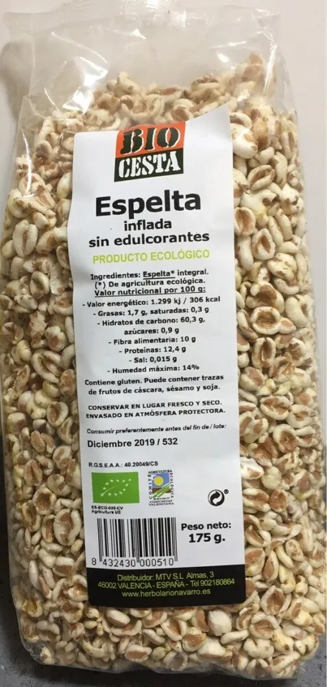 Espelta inflada sin edulcorantes