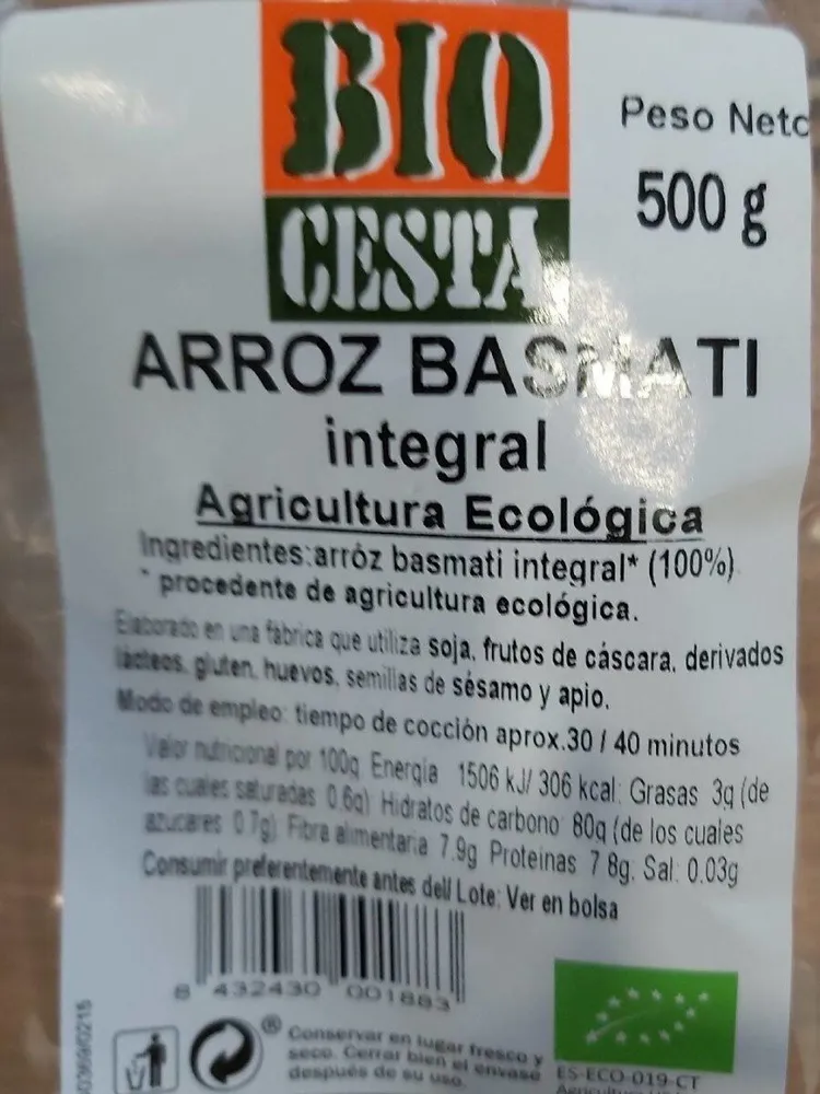 Arroz vasmati integral navarro