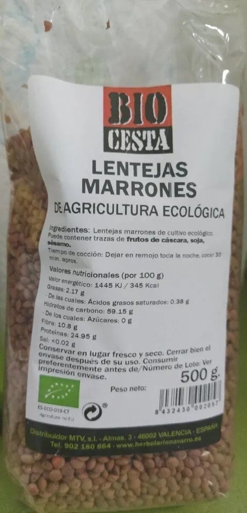 Lentejas marrones ( de agricultura ecológica)