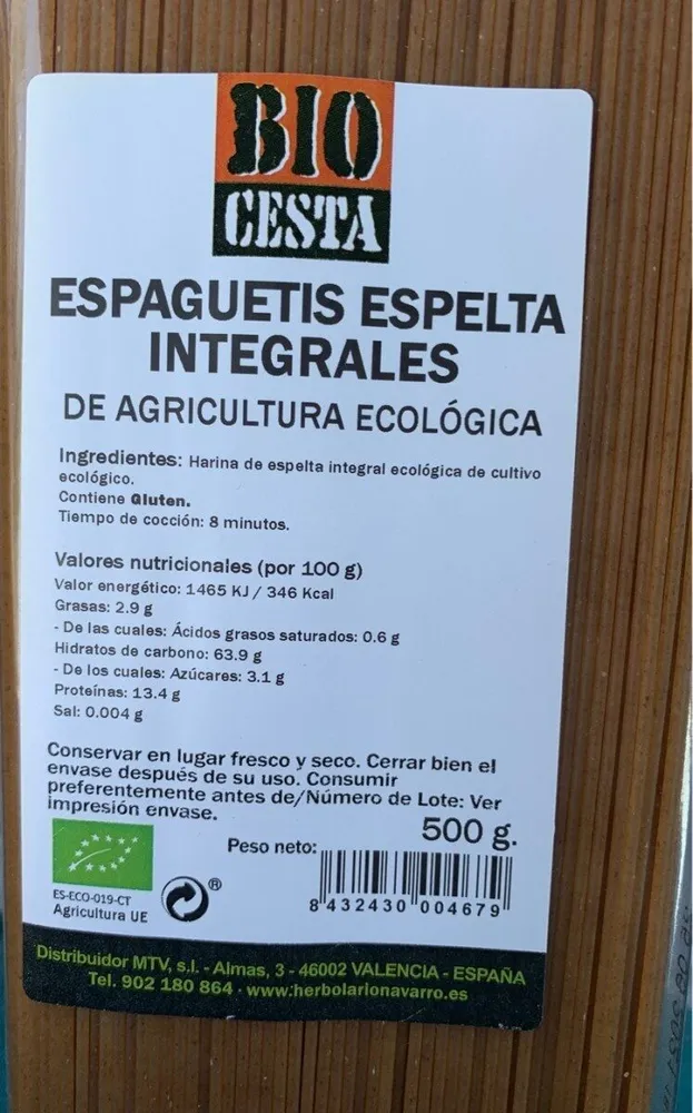 Espagueti espelta integrales