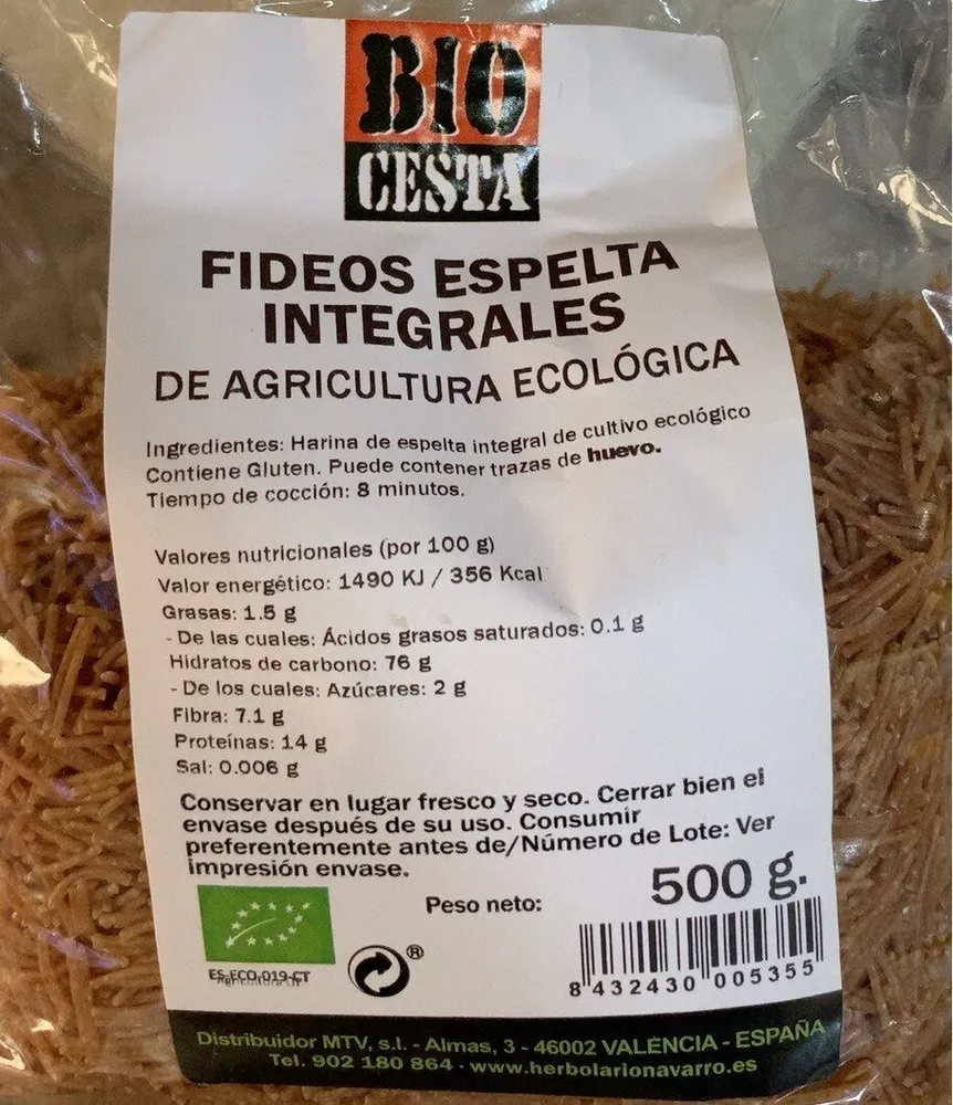 Fideos  Espelta Integrales