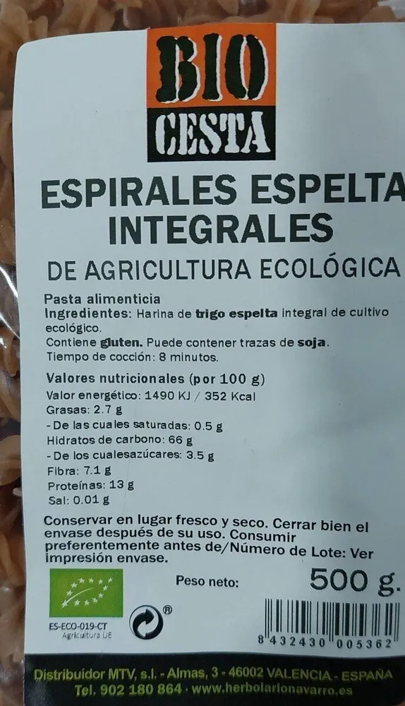 Espirales espelta integrales