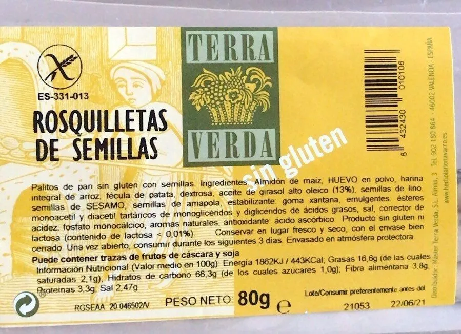 Risquilletas de Semillas sin gluten