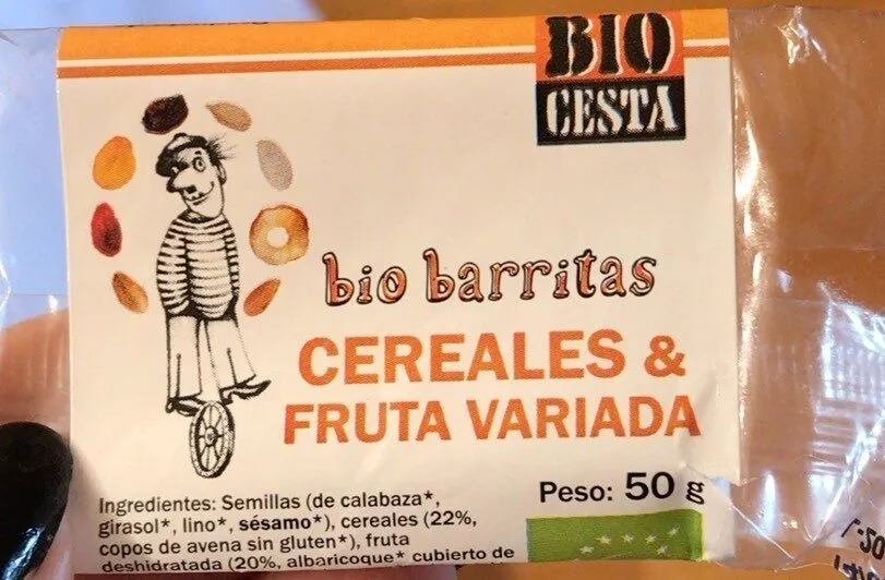 Bio barritas cereales y fruta variada