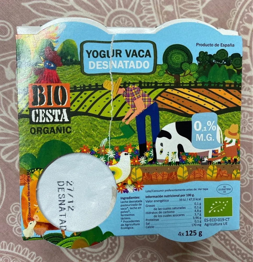 Yogur vaca desnatado