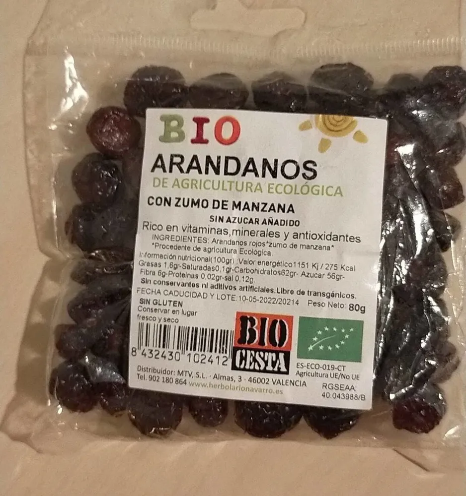 Arándanos con zumo de manzana