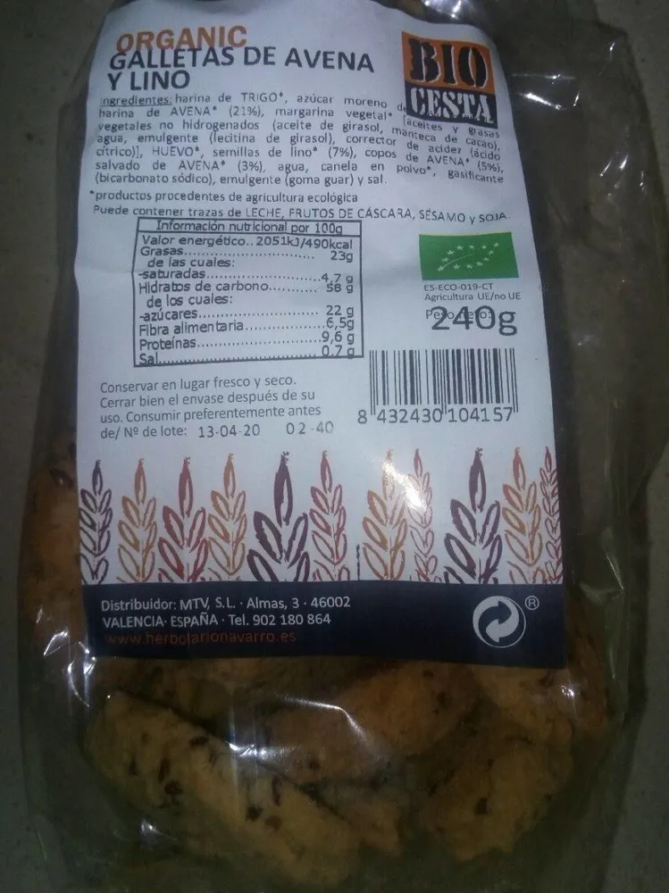 Galletas de avena y lino