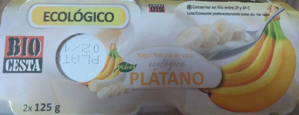 Yogur natural de vaca ecológico sabor plátano