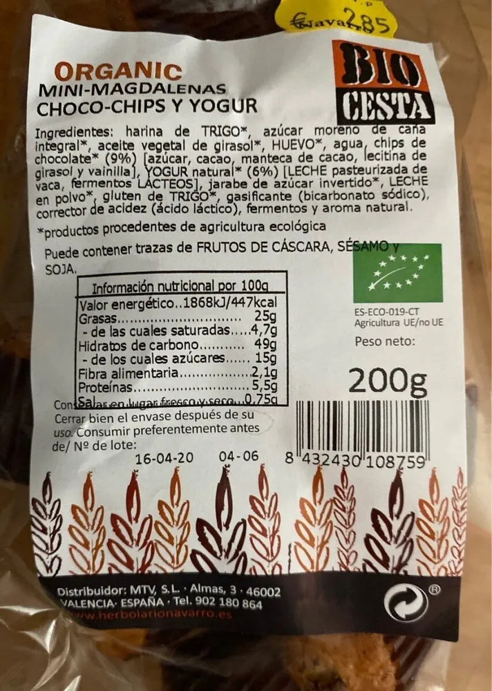 Mini-Magdalenas choco-chips y yogur