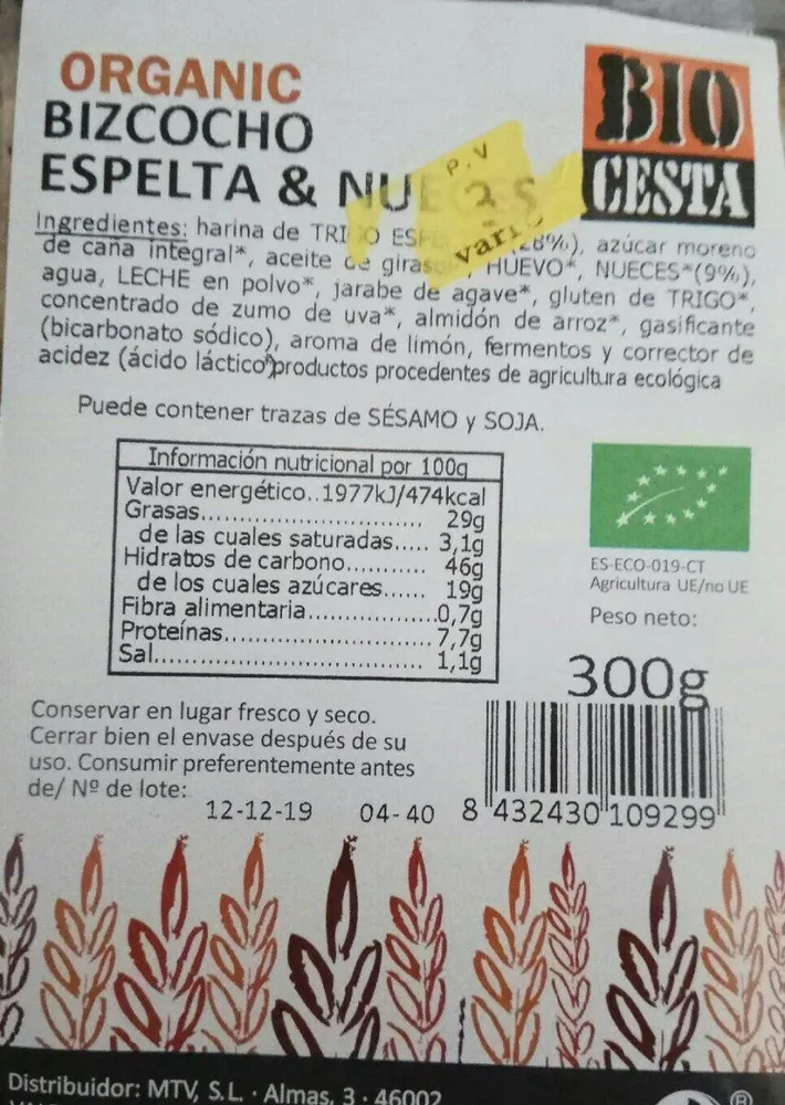 Bizcocho espelta & nueces