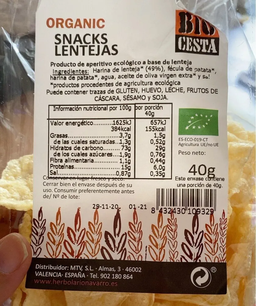 Snacks lentejas