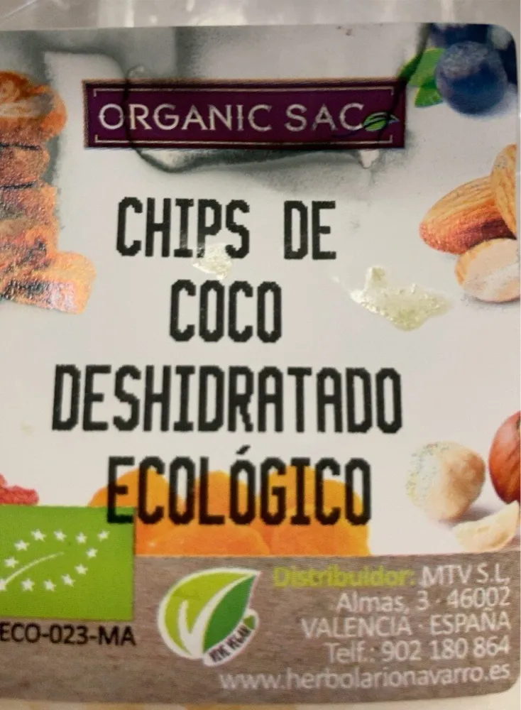 Chips de coco deshidratado