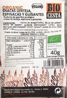 SNACKS LENTEJAS, ESPINACAS Y GUISANTES
