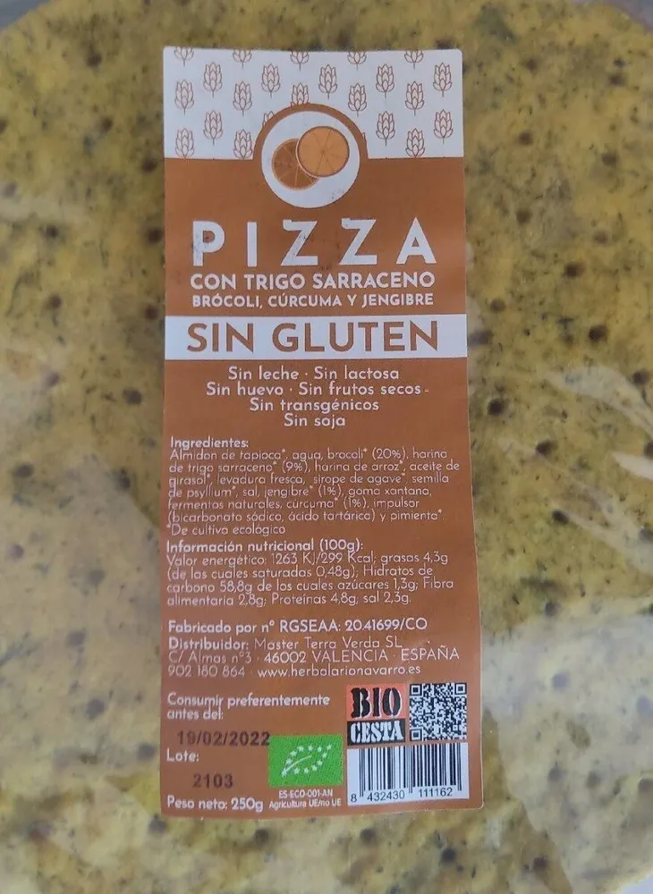 pizza con trigo sarraceno brocoli curcuma y jengibre