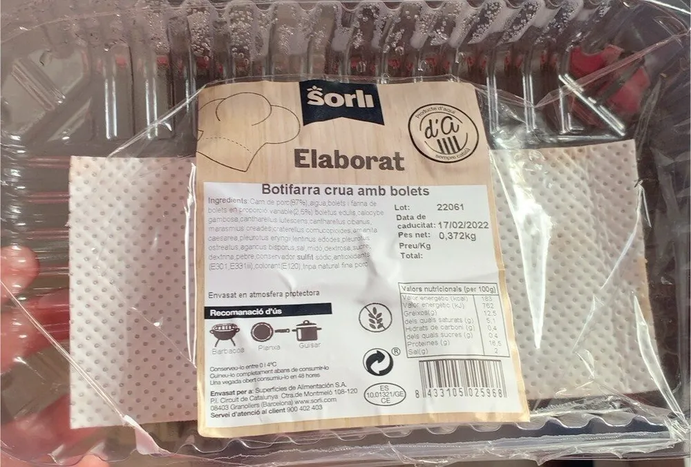 Botifarra crua amb bolets