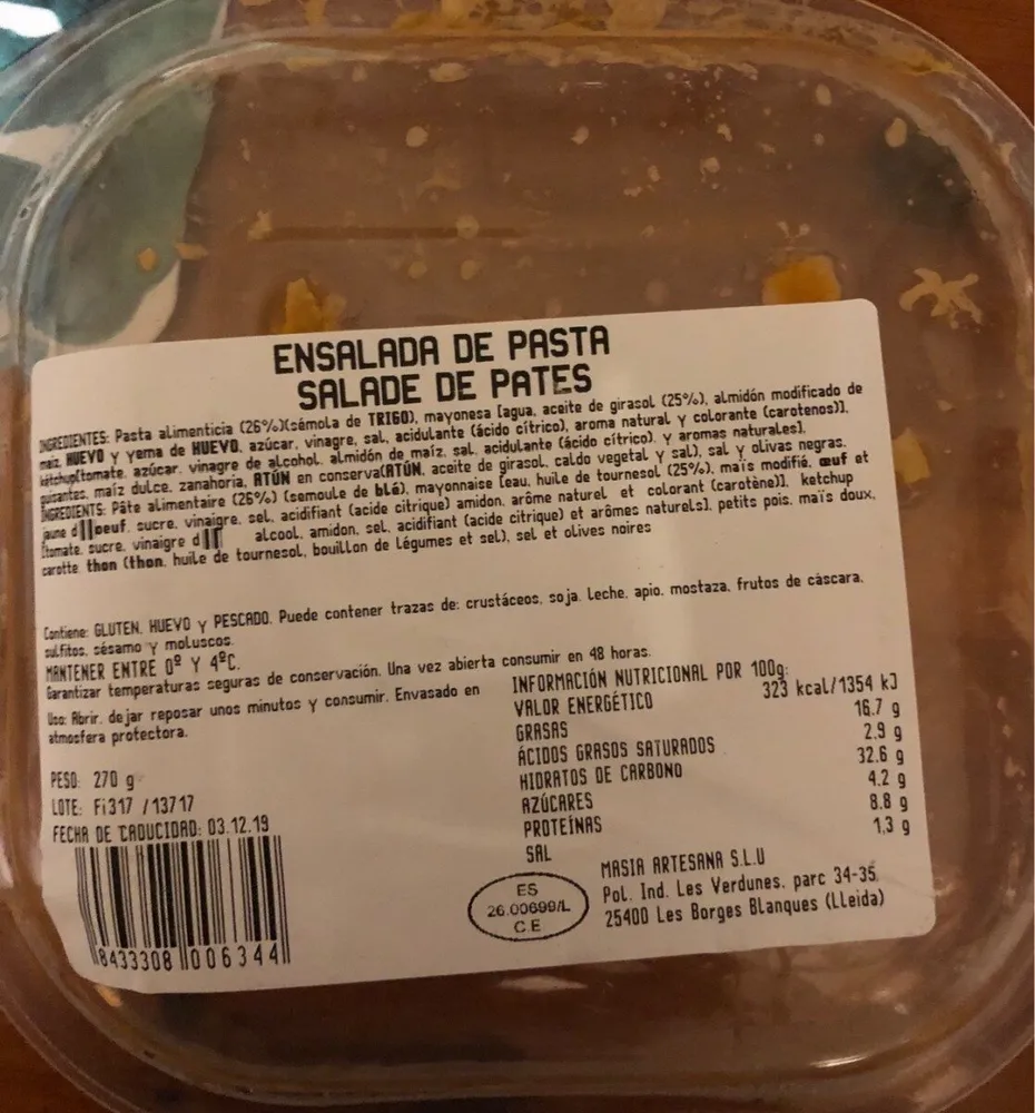 Ensalada de pasta