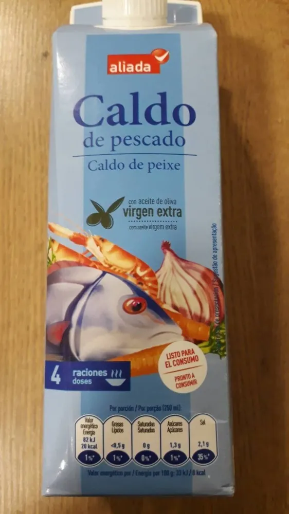Caldo de pescado con aceite de oliva virgen extra sin gluten envase 1 l