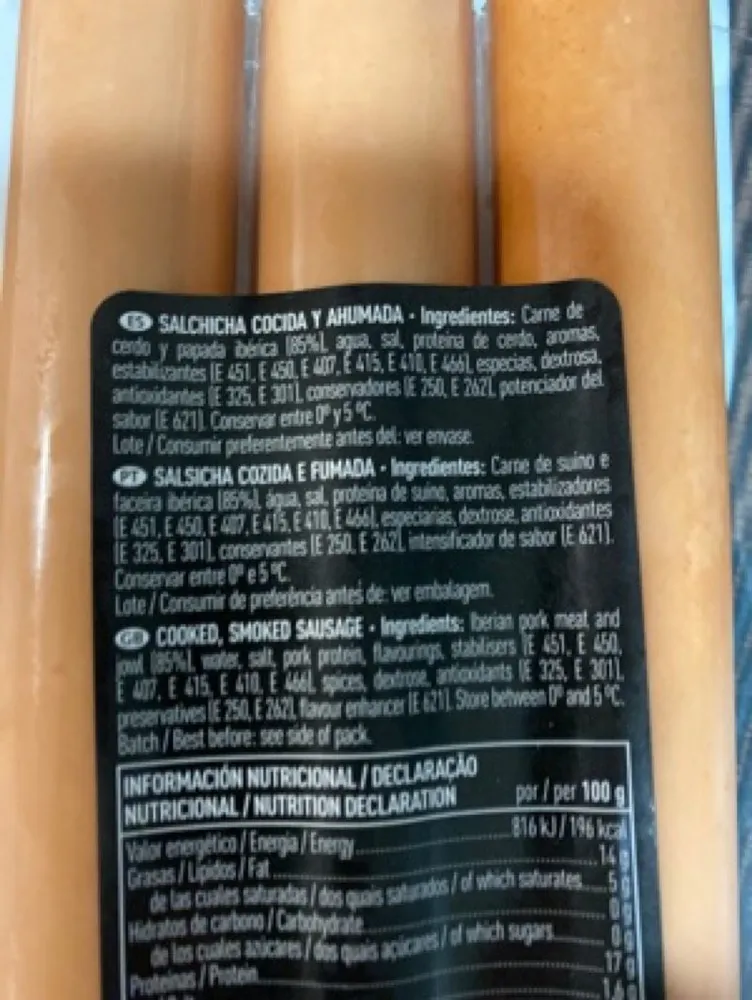 Salchichas ibéricas de cerdo sin gluten