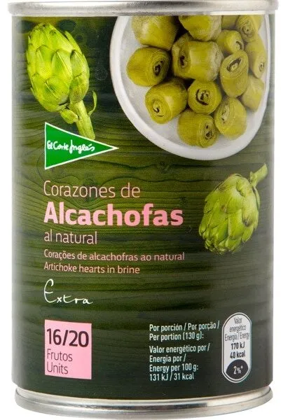Corazones de alcachofas al natural