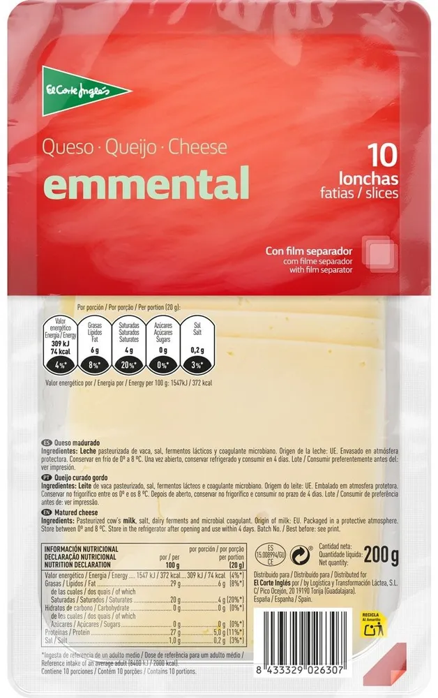 Queso Emmental en lonchas