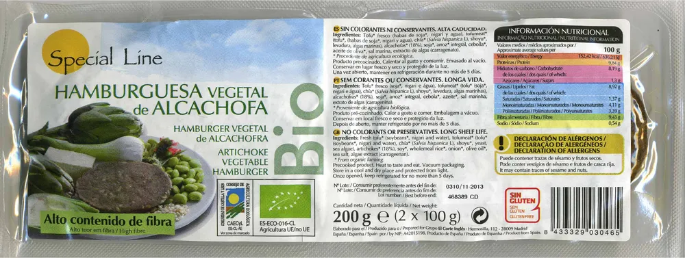 Hamburguesas vegetales Alcachofa