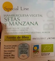 Bio hamburguesa vegetal de setas y manzana sin gluten ecológica