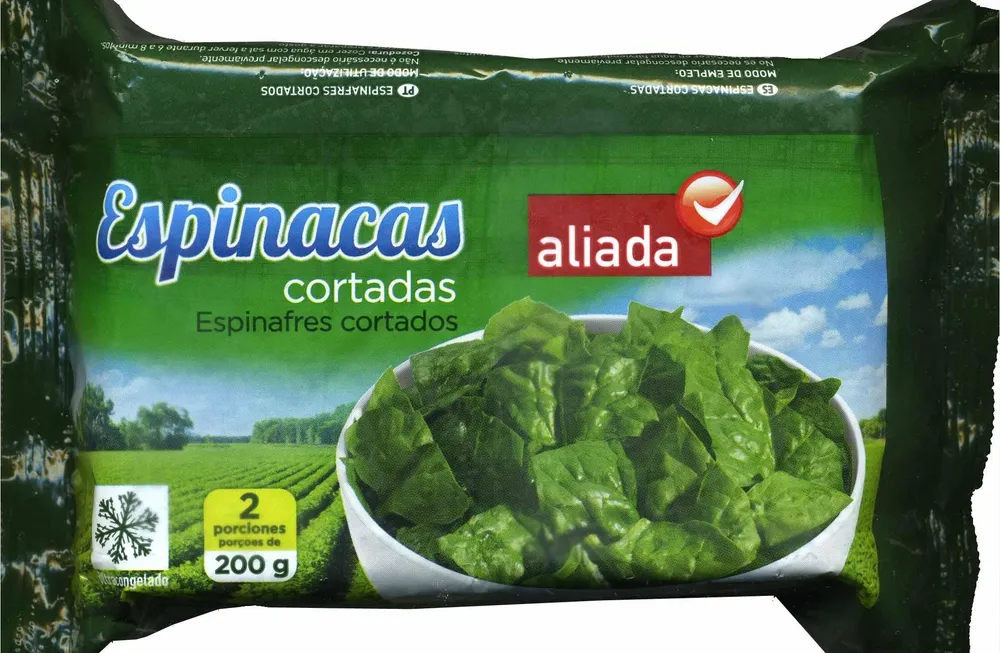 Espinacas cortadas congeladas