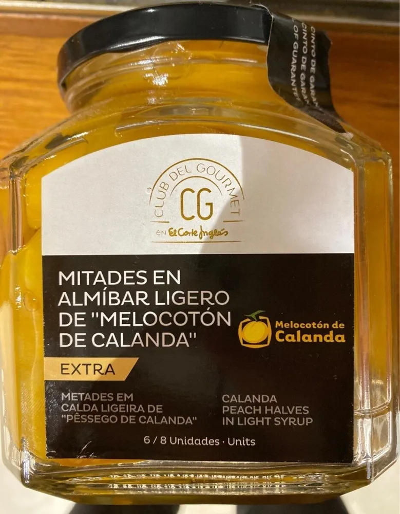 Mitades en almíbar ligero de melocoton de Calanda