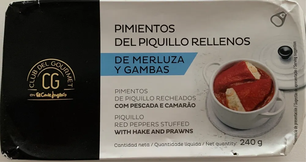 Pimientos del piquillo rellenos de merluza y gambas