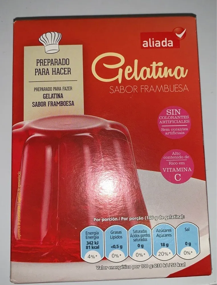 Preparado para Gelatina sabor frambuesa