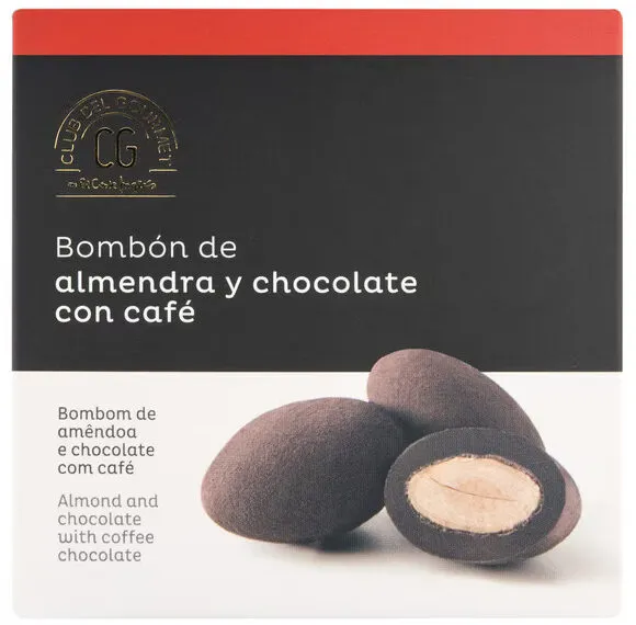 Bombón de almendra y chocolate con café