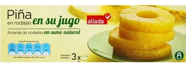 Piña en su jugo en rodajas pack 3 latas 139 g