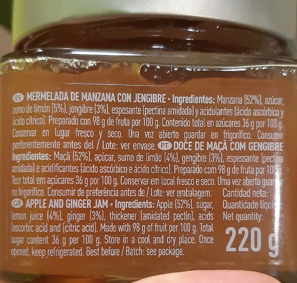 Mermelada de manzana con jengibre