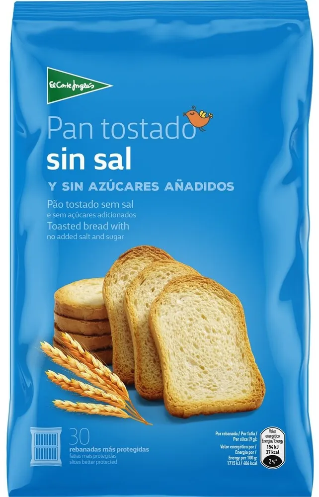 Pan tostado sin sal ni azúcar rebanadas
