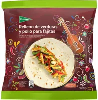 Relleno de verduras y pollo para fajitas