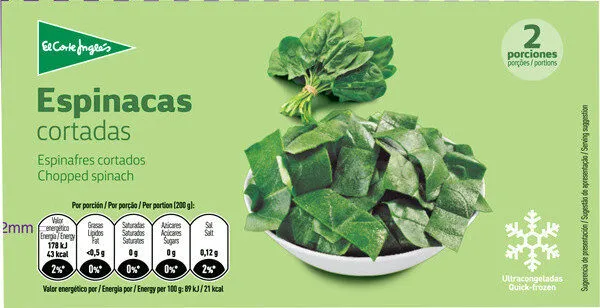 Espinacas cortadas