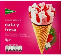 Conos de helado sabor a nata y fresa
