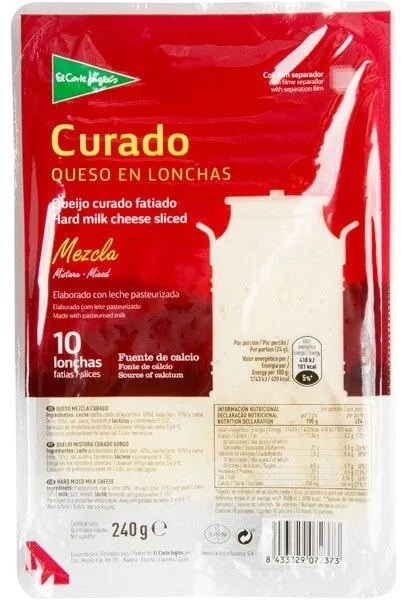 Queso en lonchas curado mezcla