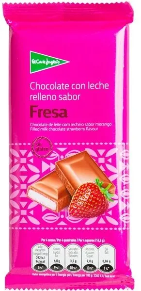 Chocolate con leche relleno sabor fresa