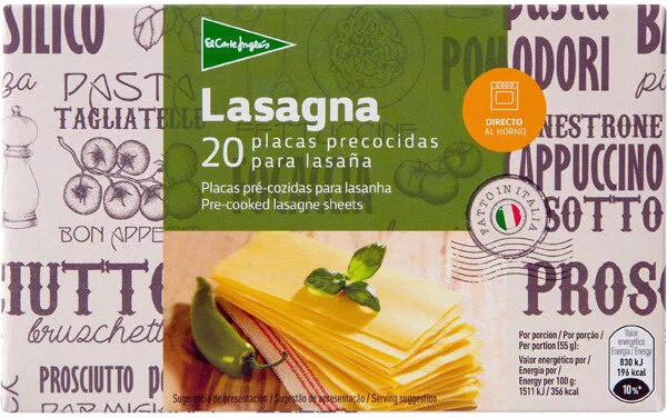 Placas precocidas para lasaña