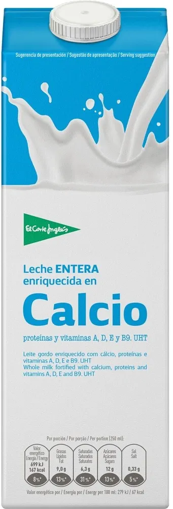 Leche entera con calcio