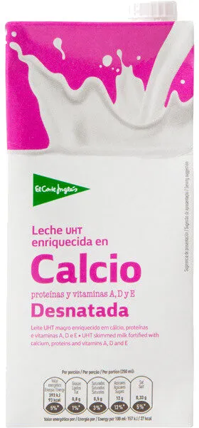 Leche desnatada enriquecida en calcio