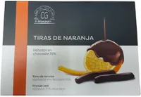Tiras de naranja bañadas en chocolate