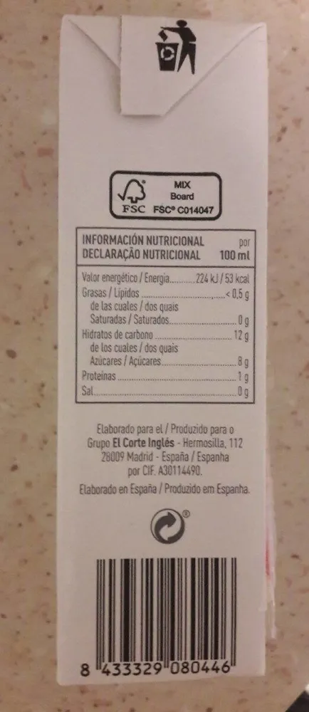 Zumo de naranja a partir de concentrado sin azúcares